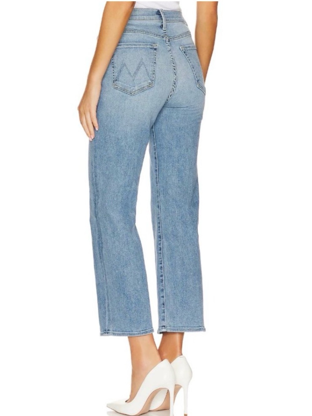 Mother The Rambler Preppy High Waisted Zip Ankle Jeans in Country Line Wash 26 - Picture 9 of 16
